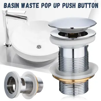 

Zinc Alloy Click Slotted Basin Sink Tap Drain Bath Overflow Hole Push Button Pops up Clack Waste Plug
