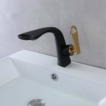 

Matte Black Bathroom Waterfall Faucet Solid Brass Luxury Gold Kitchen Faucets Cold and Hot Mixer Water Basin Sink Taps