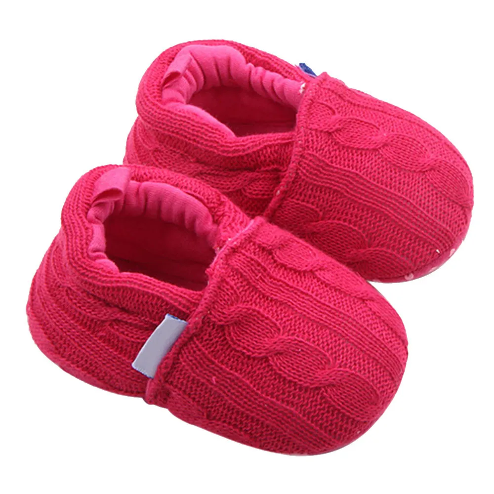 Brand New Newborn Fashion Baby Shoes Sneaker Anti-slip Soft Sole Toddler Shoes Solid Color Knitting Baby First Walkers Shoe