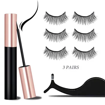 

Magnetic Eyeliner 3D Mink Hair False Eyelashes 3 pairs Magnetic Eyelashes Set Natural Long Magnetic False Eyelashes Easy To Wear