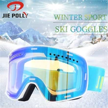 Jiepolly магнитные лыжные очки Брендовые зимние снежные спортивные сноубордические очки Анти-туман УФ Защита снегоход сферическая Лыжная маска