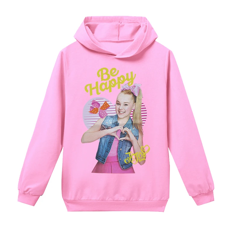 JOJO Siwa/весенне-осенние детские толстовки с капюшоном; футболка с длинными рукавами и рисунком; топы для девочек; одежда для подростков; детская повседневная одежда