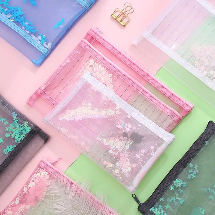 1 шт. Kawaii 2 слоя A5 B6 Bling папка для файлов Настольный органайзер для бумаг Карандаш сумка для хранения канцелярские принадлежности