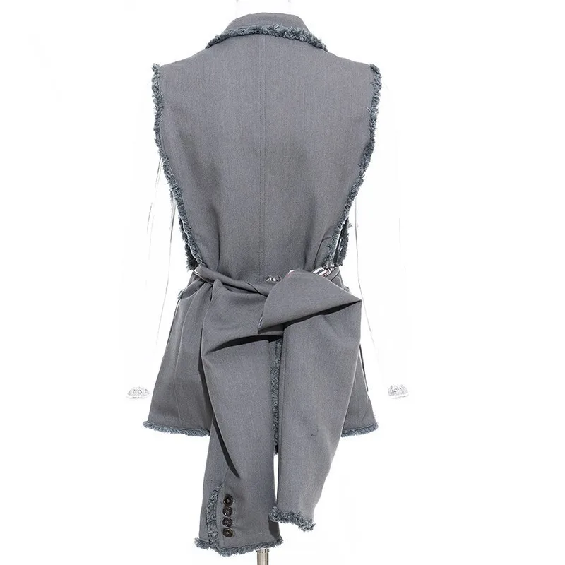 Tassel Patchwork Blazer For Women Lapel Collar Long Sleeve Big Size Coat Tops Female OL Fashion Autumn New