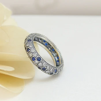 

Free Shipping Real 925 Sterling Silver Ring New Shiny With Blue Crystal Ring For Women Wedding Party Gift Fashion Jewelry