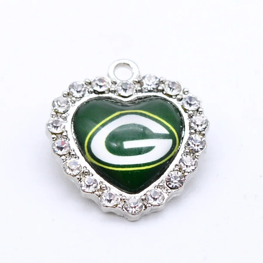 Серебряные подвески, стразы, амулеты Green-Bay Packers, амулеты для браслета, ожерелья для женщин, мужчин, фанатов футбола, Paty Fashion - Окраска металла: Имитация родиевого покрытия