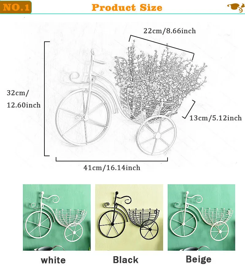 Кованое железо велосипедная настенная Цветочная корзина подвесной цветок компоновка контейнер домашний декор художественное украшение