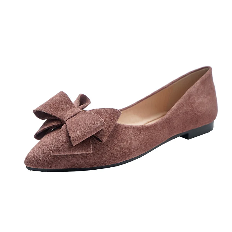 Large Size Spring Bow Flats Shoes Woman Butterfly-Knot Ballets OL Office Shoes Pointed Toe Shallow Slip On Foldable Ballerina women shoes women flats