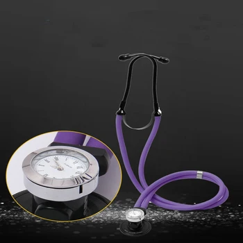 

Medical Professional Dual Tube Clock With Watch Stethoscope Earplug Diaphragm Measuring Heart Rate Time Stethoscopes Detecting