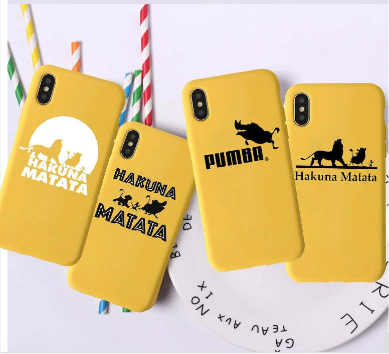 

cartoon Hakuna Matata Lion King Candy Color TPU Case phone For iphoneX 7 8 XS XR XSMAX CASE Cover