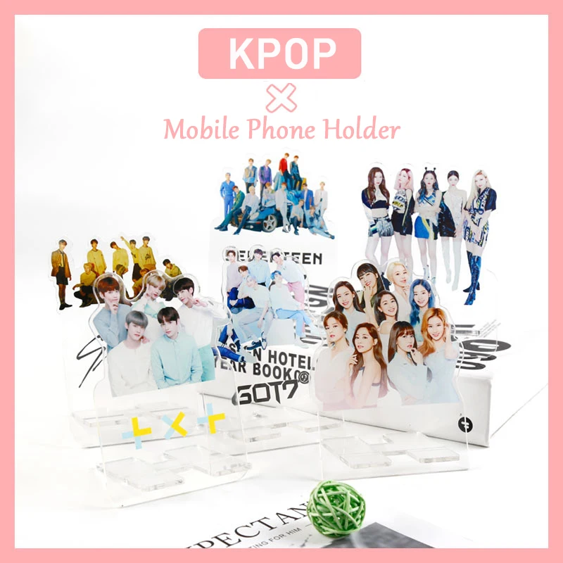 

Kpop GOT7 ITZY SEVENTEEN Stray Kids TWICE TXT Folding Acrylic Transparent Mobile Phone Holder Fans Gift Collection Drop Shipping