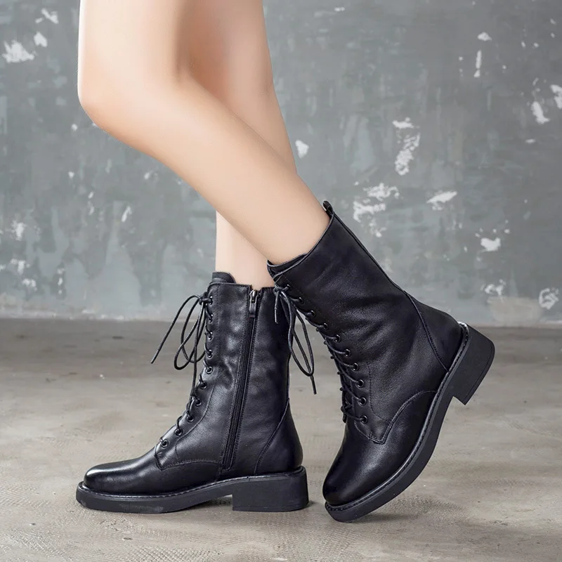 

Master Push Martin Female 2020 True Lint Cotton Joker Middle Cylinder Handsome Locomotive Cowhide Short Boots