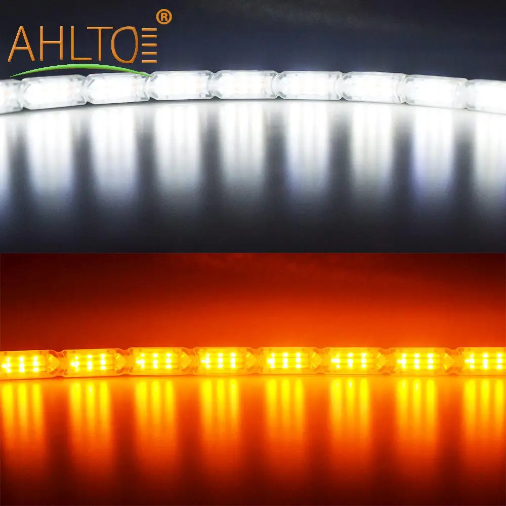 

1X Waterproof Flexible LED Strips Light White Yellow Turn Signal Lamps of Sequential Flow Style Switchback Headlight Car Styling