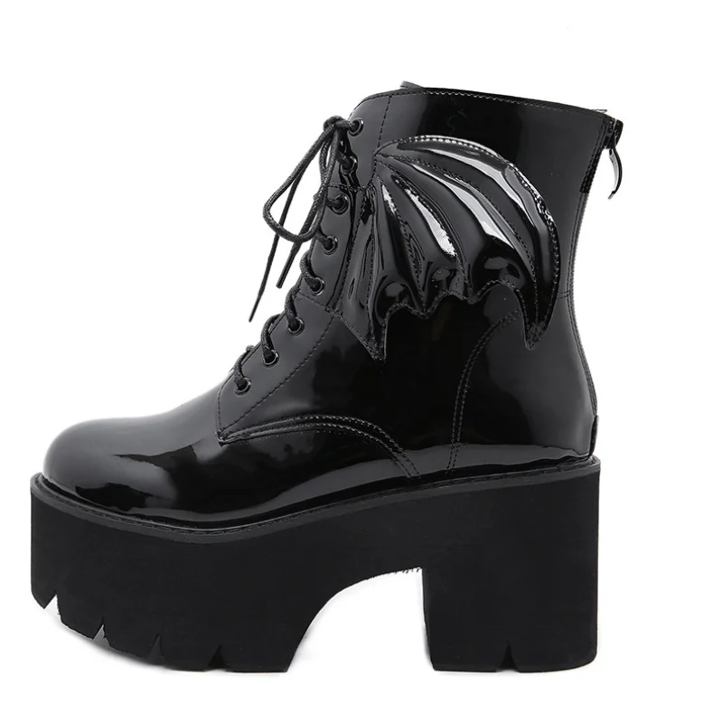 botas plataforma botas altas mujer botines mujer zapatillas mujer Botas con  cordones y cremallera trasera para mujer, zapatos de tacón alto, estilo  gótico Martin, con plataforma, Demonias, Invierno|Botas a media  pantorrilla| -