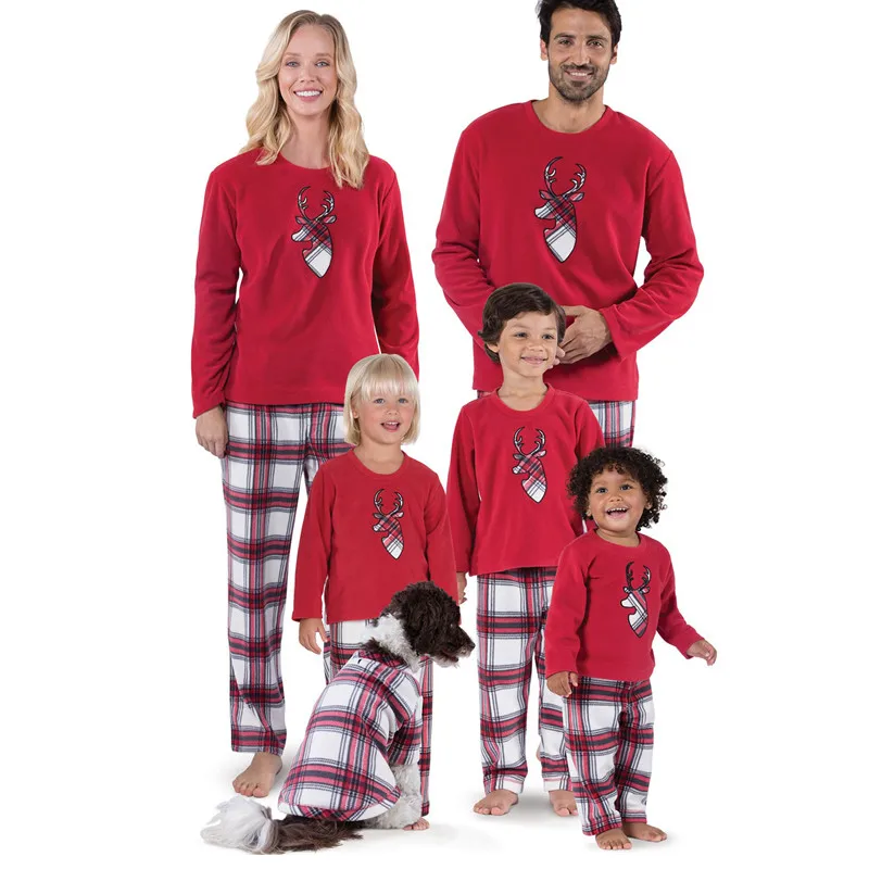 Семейная Рождественская пижама с принтом оленя; Одинаковая одежда для всей семьи для мальчиков и девочек; рождественские пижамы; семейная одежда