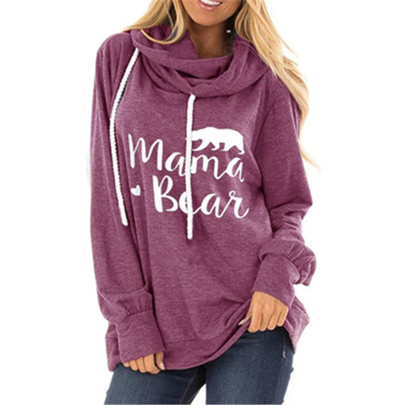 

2019 Women Mama Beat Letter Printed Hoodies Long Sleeve Hooded Sweatshirts Loose Casual Drawstring Autumn Winter Pullover Tops