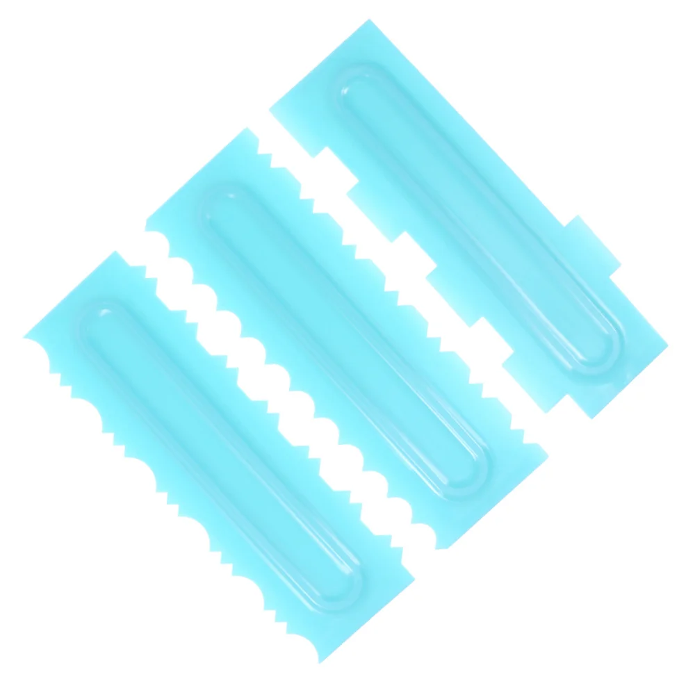 3 Pcs Double Edges Cake Smoother Scraper Icing Comb Pastry Butter Cream Spatulas Plastic Mousse Cream Edge Polisher for Bakery K