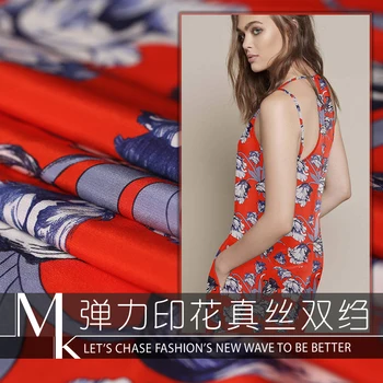 

135 cm wide stretch silk fabric meter 19mm crepe de chine silk fabric printed shirt dress fabric wholesale silk cloth