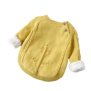 

Girls sweater knitting sweater boys New autumn winter clothes with velvet warm thick baby pullover sweater 1-6 years old