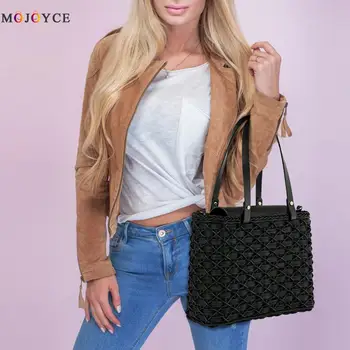 

Fashion Solid Color Braid Shoulder Messenger Handbags Women Rattan Top-handle Black Bags Shopping Totes Women Crossbody Bag