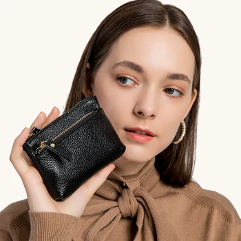 

Women Key Holder Housekeeper Keys Organizer Men Keychain Zipper Key Case Bag Coin Pouch PurseGenuine Leather Car Key Wallets