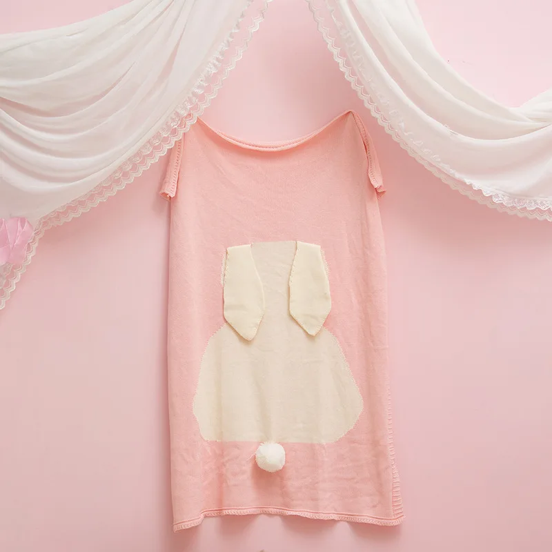 INS Blanket Autumn And Winter New Style Stereo Bunny Jacquard Big Ears Knitted Blanket Special Offer Closeout