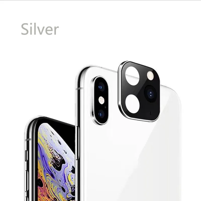 Металлическая алюминиевая наклейка на рассеиватель для камеры для iPhone 11, защитная кольцевая крышка для iPhone X XS MAX, Защитная крышка для камеры - Цвет: Silver