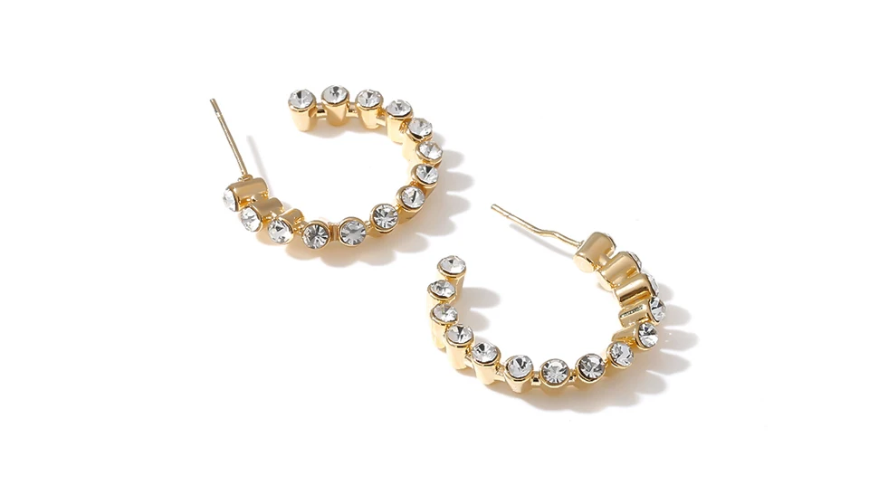 YMYW Statement Rhinestone Stud Earrings Gift Temperament Brand Vintage Fashion C-Design Earrings for Women Brincos Jewelry