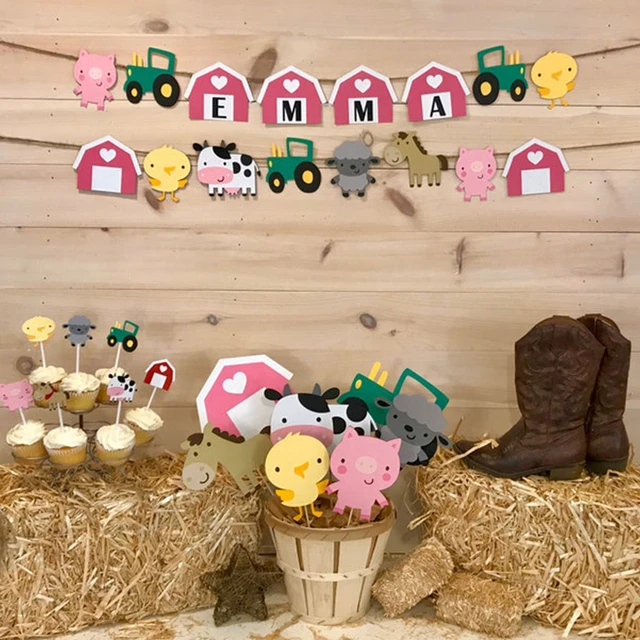 Décor de fête avec animaux de ferme, fournitures pour fête d'anniversaire,  vaisselle de table, fête à thème de ferme, Dessert pour anniversaire de  ferme - AliExpress