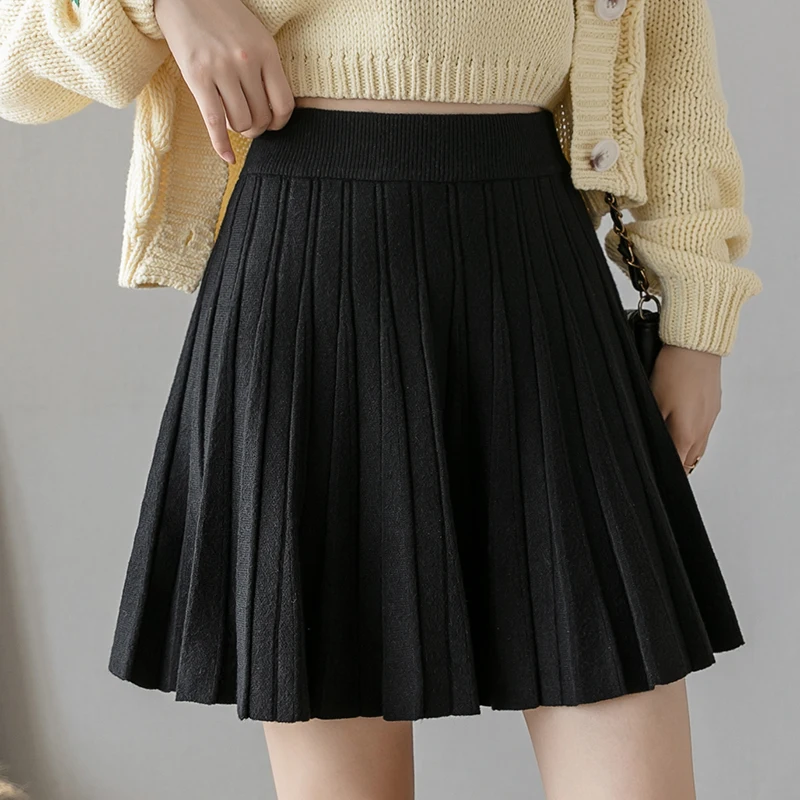 

2020 autumn and winter pleated a-line short skirt, puff skirt, high waist and slim fashion skirt