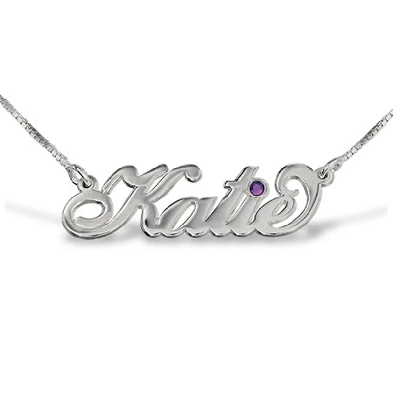 AIYANISHI 925 Silver Personalized Name Necklaces for Women Customized Birthstone Nameplate Necklaces & Pendants Birthday Gift