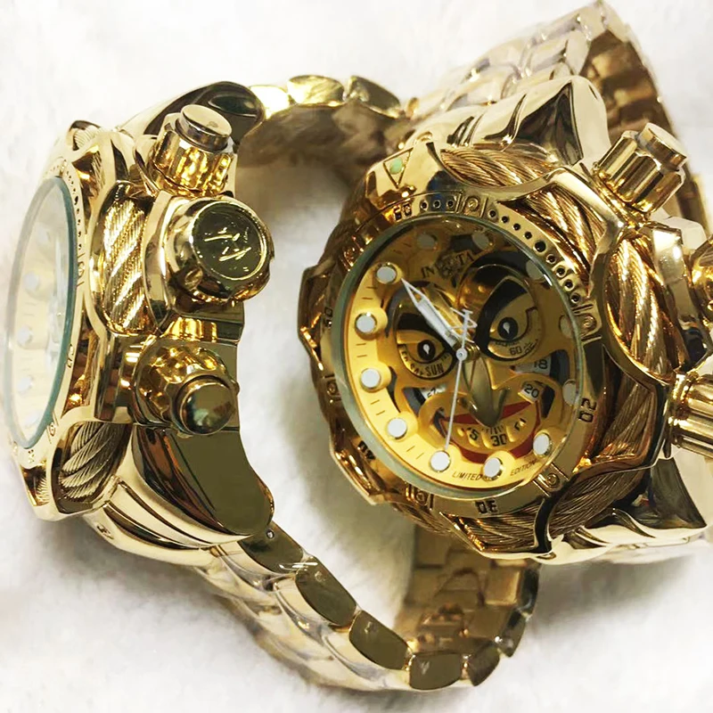 New steel rope clown steel belt men's quartz watch gold fashion casual European and American jewelry couple gifts