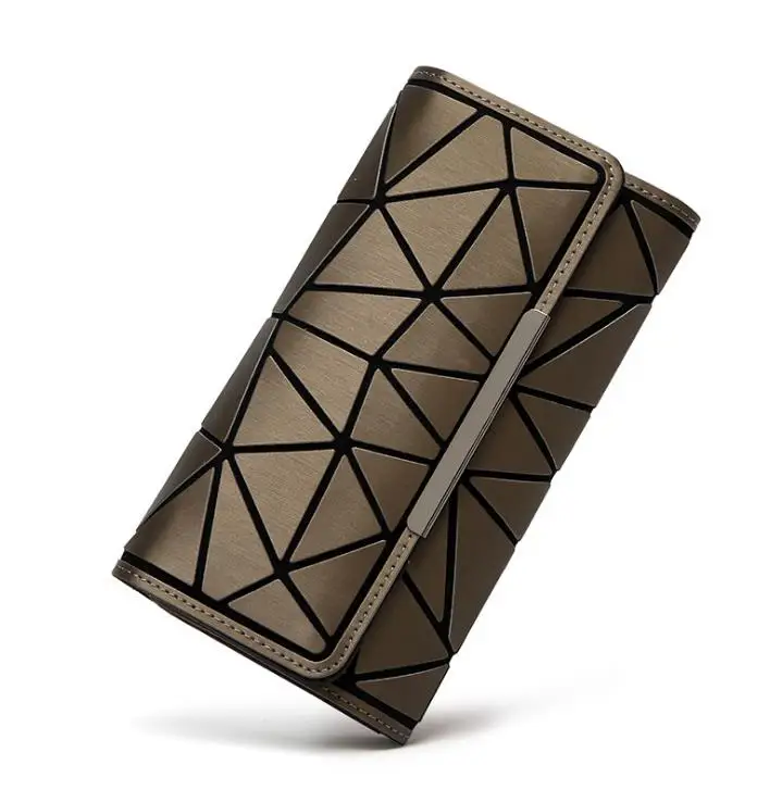 matte brown Модный светящийся кошелек, новая сумка, женский клатч с голограммой, геометрический матовый цвет, геометрический бумажник - Цвет: matte brown