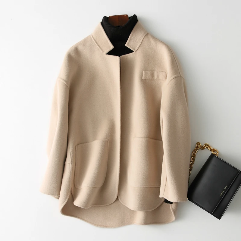 

Coat Wool Casual Female Spring Autumn Double-side Wool Coats Solid Short Loose Winter Jacket Women Outwear 38009 WYQ1466 s