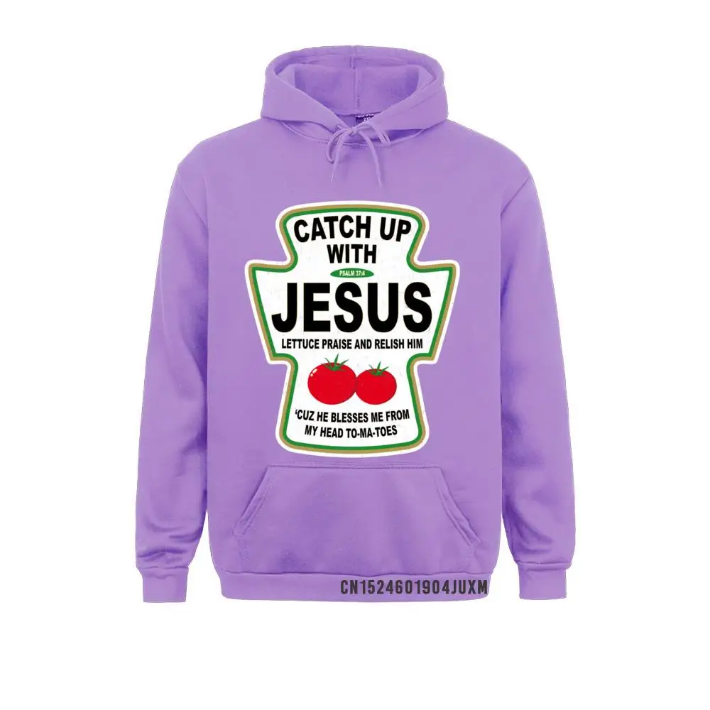Prevalent Men Sweatshirts Grunge Christian Catch Up With Jesus Ketchup Hoodie__991 Hoodies  Long Sleeve Sportswears Casual Grunge Christian Catch Up With Jesus Ketchup Hoodie__991purple