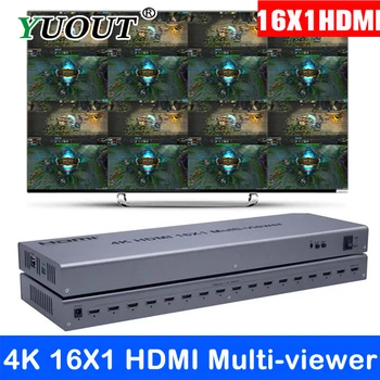 

4K HDMI 16x1 Quad Multiviewer Switcher 16 In 1 Out Seamless Switch Multi Viewer Picture Screen Divider HDTV Display Converter