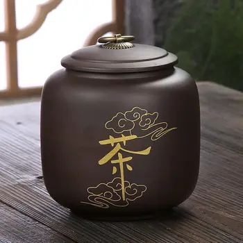 

Purple Clay Tea Canister Large Home Food Storage Tank Sugar Coffee Organizer Jars Tea Storage Box With Lid Spices Cans Salt Pot