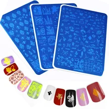 

DSC- 9.5*14.5cm(1pc ) Stamping Plate Nail Art Templates Leaves Flower Stripe Design Printing Big Steel Stampe Plate Manicure Too