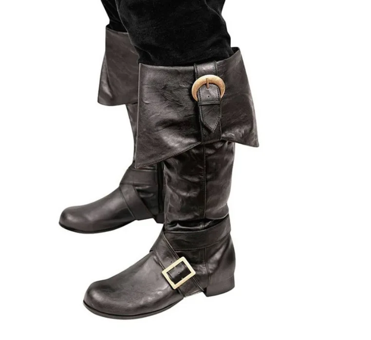 

2018 Autumn & Winter New Style Long Canister Boots Europe And America round-Toe Boots Knight Boots Low Heel Belt Buckle Motorcyc