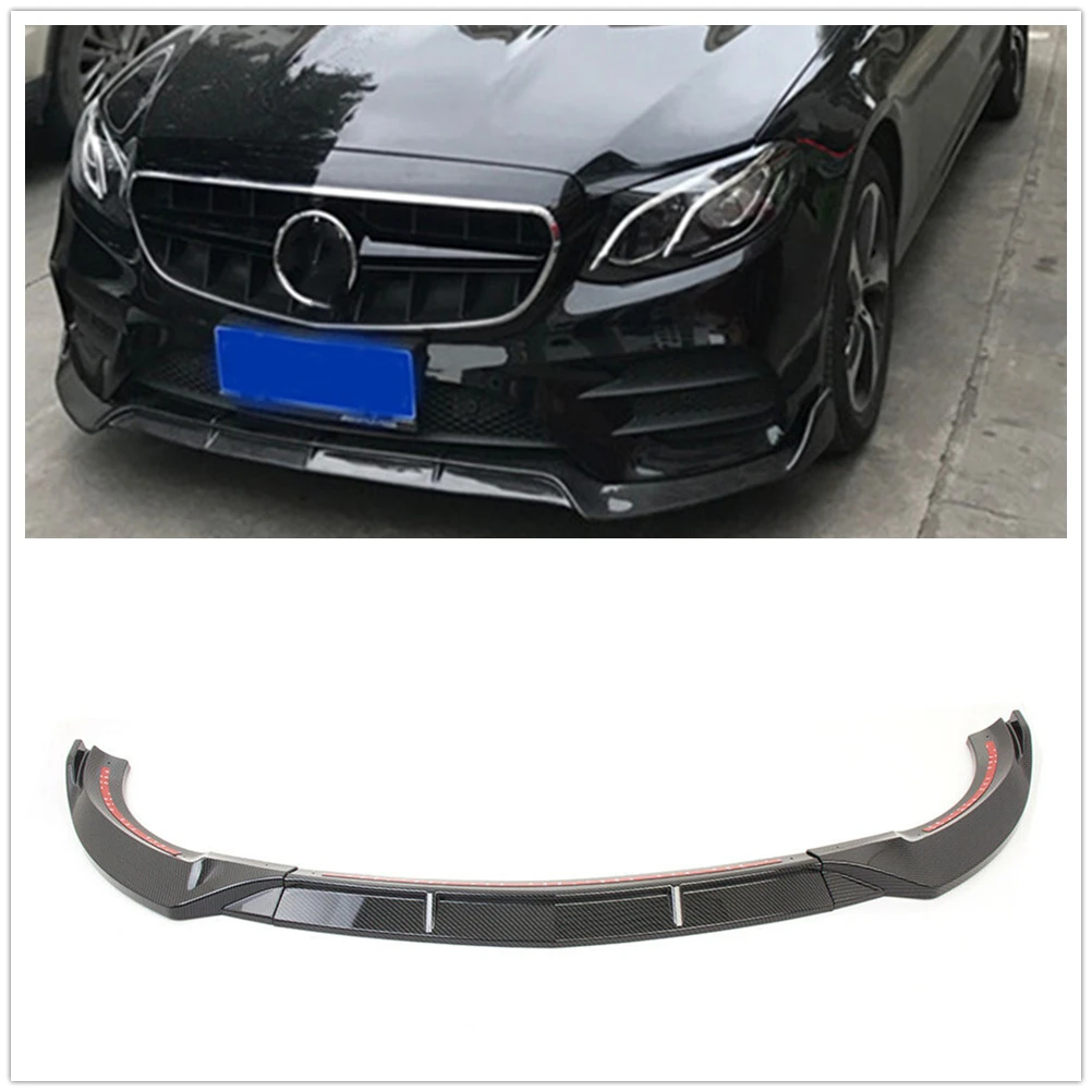 Front Bumper Spoiler Lip For Mercedes Benz W213 E Class Sedan 4 Door Sport  2017 2018 2019 Carbon Fiber Look/Gloss Black Splitter - AliExpress