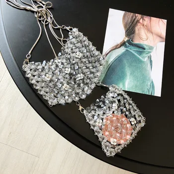 

INS Fairy Online Celebrity Metal Beaded Bracelet Portable Shoulder Bag Hollow out Pearl Bag Female 2020 New Style Summer Fashion