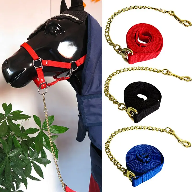 

New Horse Lead Rope Strap Adjustable Equestrian Rein Racing Halters Swivel Buckle Pony Cob Pets Leading Leash Webbing Rope 2021