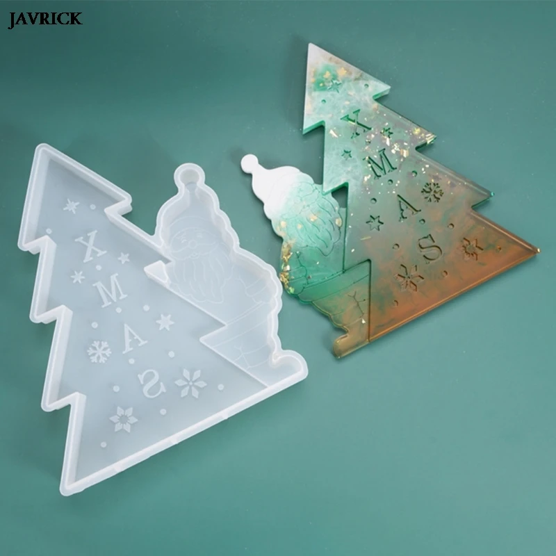 

Xmas Crystal Epoxy Resin Molds DIY Christmas Tree Santa Listed Pendant Silicone Mould Handmade UV Resin Crafts Jewelry Making