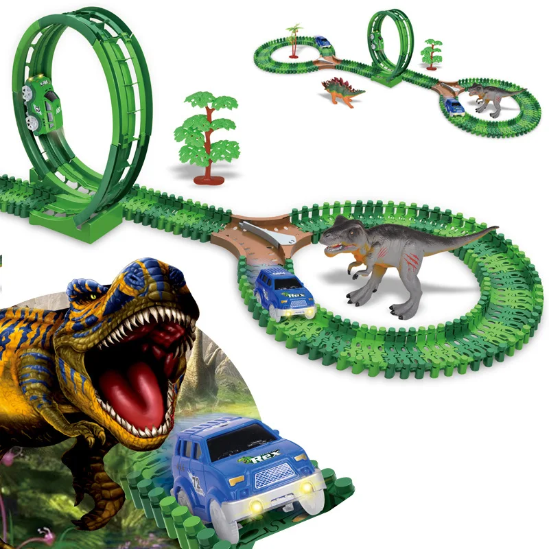 

Dinosaur Camera Track Electric Hot Selling Multi-functional Free Combination DIY Flexible 360-Degree Roller Coaster Track Toy