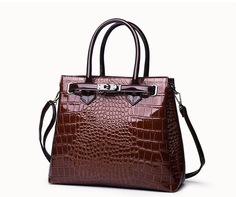Роскошная женская сумка высокого качества, Классическая сумка с крокодиловым узором, брендовая дизайнерская Большая вместительная сумка через плечо