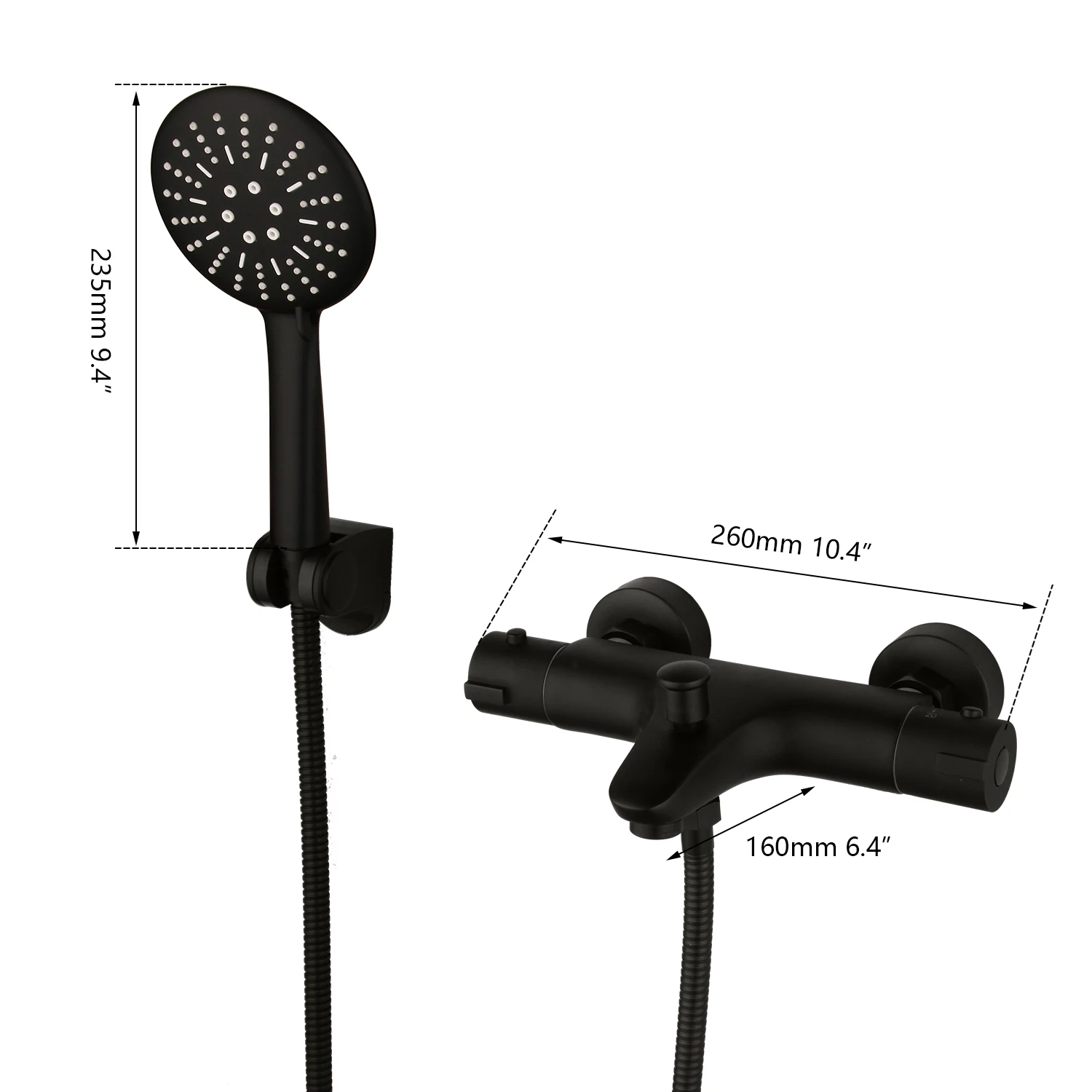 Monite Wall Mounted Thermostatic Mixer Taps Matte Black Shower Faucet Set Exposed Bathtub Basin Sink Faucet Hand Shower Set bathtub faucet shower set shower faucet