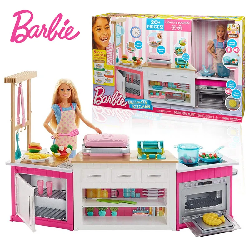 

Original Brand Barbie Doll Ultimate Cooking Kitchen Reborn Baby Birthdays Gifts Boneca Toys for Girls Children Education Boneca