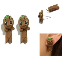 Новые серьги-гвоздики с рисунком грута для женщин и девочек, детские модные ювелирные изделия, милые серьги ручной работы из полимерной глины, подарок на день рождения