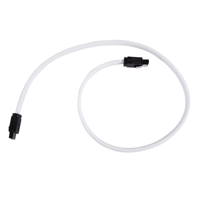 

50CM SATA 3.0 III SATA3 7pin Data Cable 6Gb/s SSD Cables HDD Hard Disk Data Cord with Nylon Sleeved Premium Version(White)