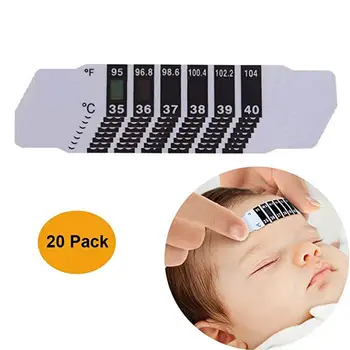 

20Pcs/Set Baby LCD Reusable Adhesive Forehead Instant Read Thermometer Strips comfortable health than the digital thermometer.